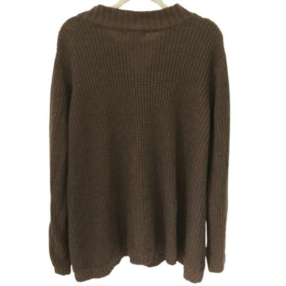 Women's 1X Cardigan Sweater Zip up Woman within Brown with pockets Long Sleeve - Picture 2 of 3